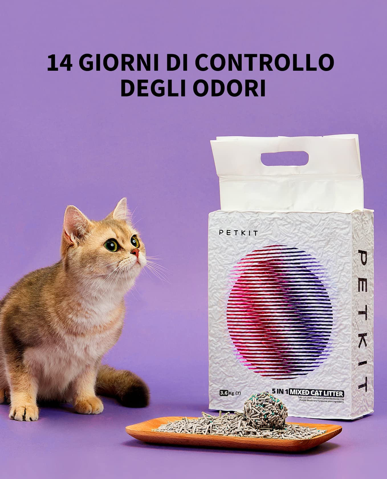 PETKIT 5 in 1 Lettiera per Gatti Mista - Confezione da 4, Lavabile, Inodore, Carbone Attivo, Ultra Assorbente e ad Asciugatura Rapida(quattro borse)