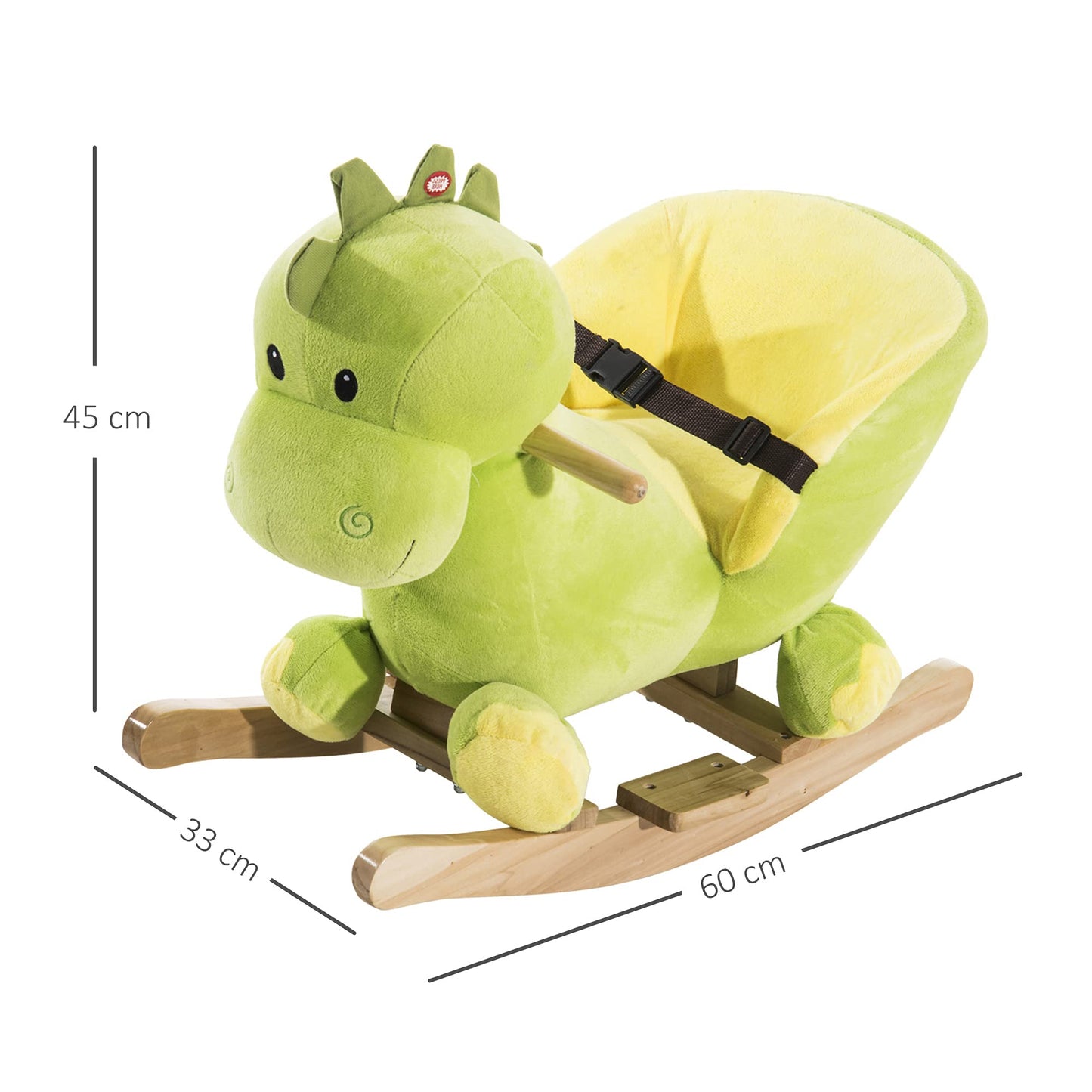 HOMCOM Cavallo a Dondolo in Legno Dinosauro per i Bambini 60x33x45cm