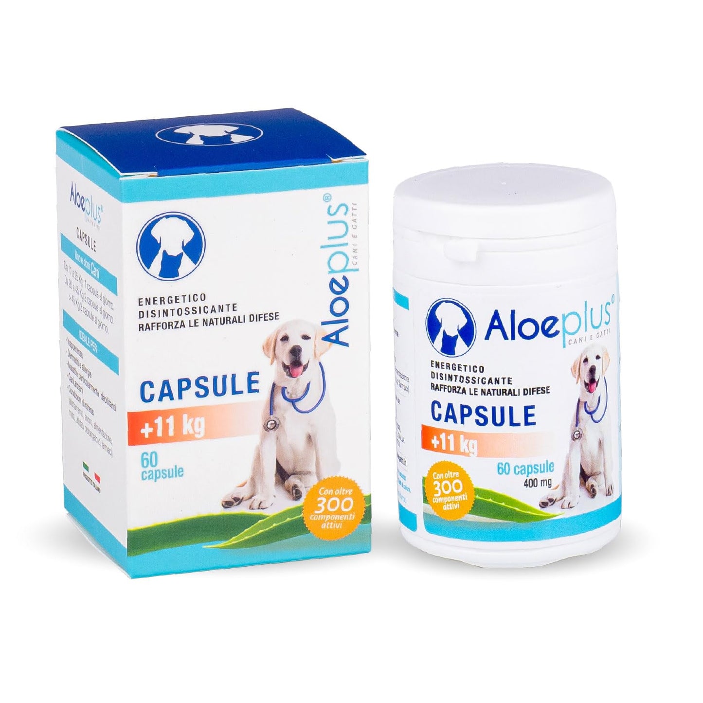 Aloeplus Capsule Cani 11+ kg. - Integratore Naturale a Base di Aloe arborescens Biologica Italiana per Il Benessere dei Cani da 11 kg. in su