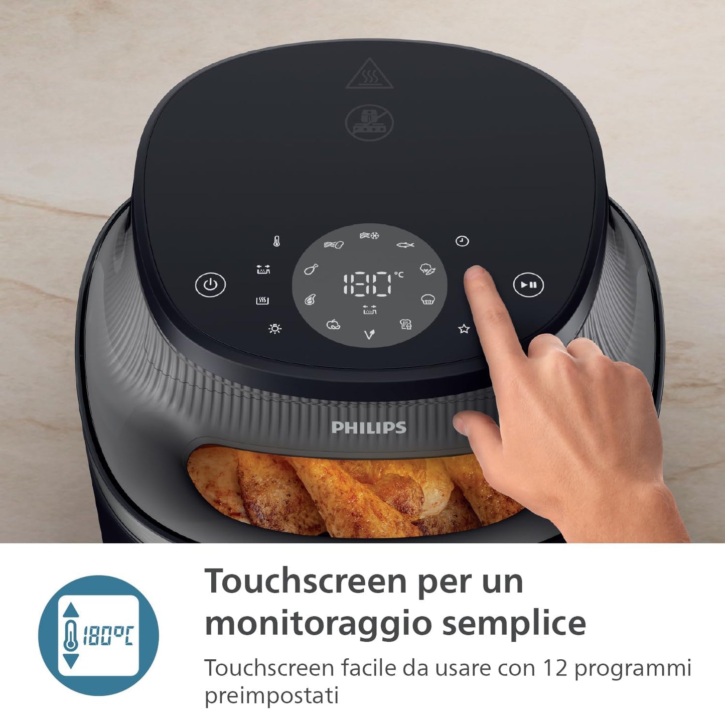 Philips Airfryer Serie 3000 4.2L, Finestra di Cottura, 16-in-1 Airfryer, Tecnologia RapidAir Plus, Rimozione Grassi, App Ricette HomeID, Facile da Pulire (NA320/00)