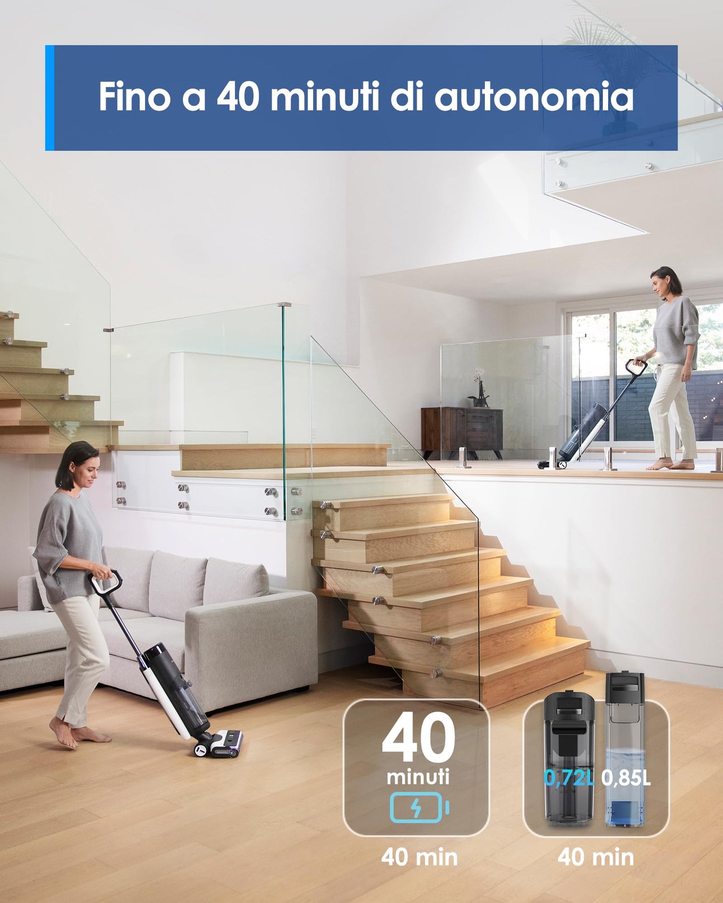 Tineco Floor One S7 PRO(S7 Series) Aspirapolvere Cordless per Pavimenti Duri, Pulisce Sempre con Acqua Pulita, Display LED, Lunga Autonomia. Rimuove Macchie Ostinate e Peli di Animali Domestici