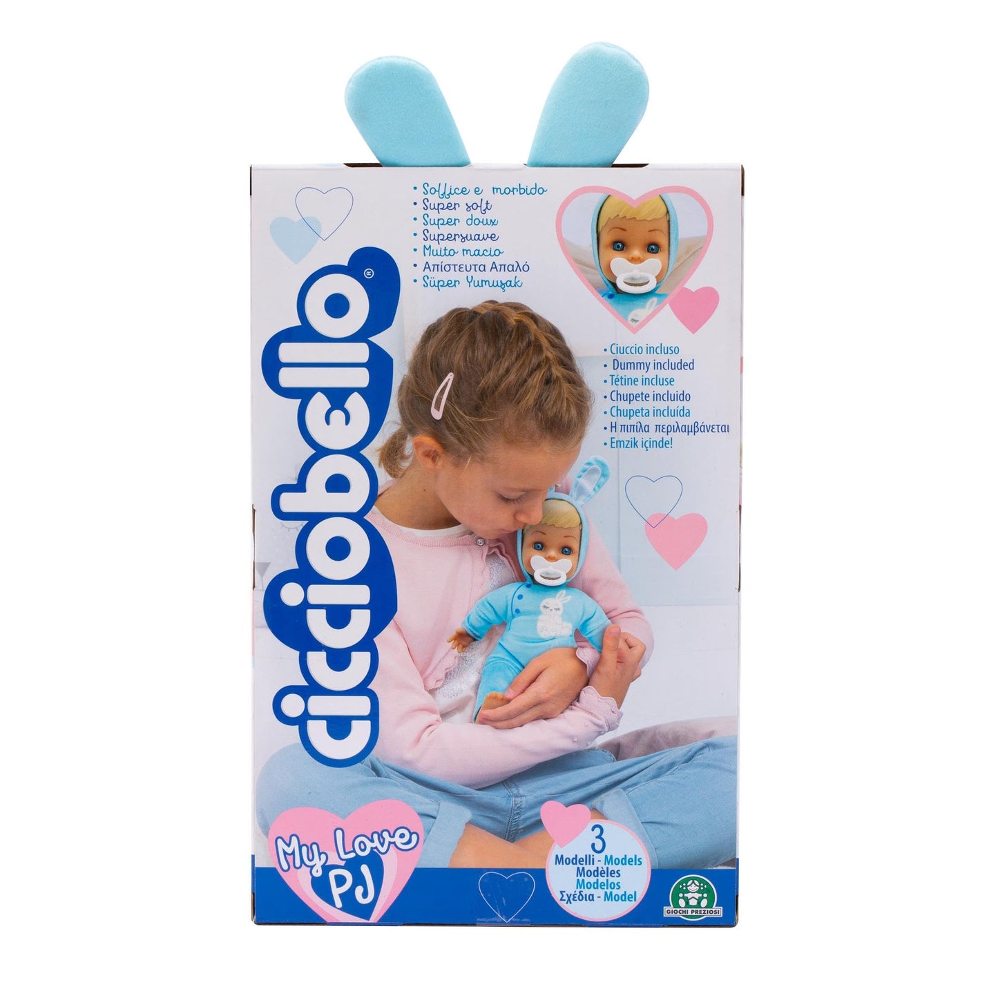 Cicciobello Giochi Preziosi My Love, Pigiama Color Azzurro a Forma di Coniglietto con Ciuccio Incluso Alto 24 cm, per Bambini a Partire dai 2 Anni