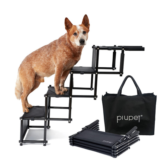 PiuPet® Rampa per Cani I Fino a 80 kg I Utilizzabile per Tutti i Veicoli I Grandi e Piccoli Cani I Scaletta per Cani Pieghevole I Scaletta Cani | Rampe per Auto | Gradini per Cani | Rampe di Carico