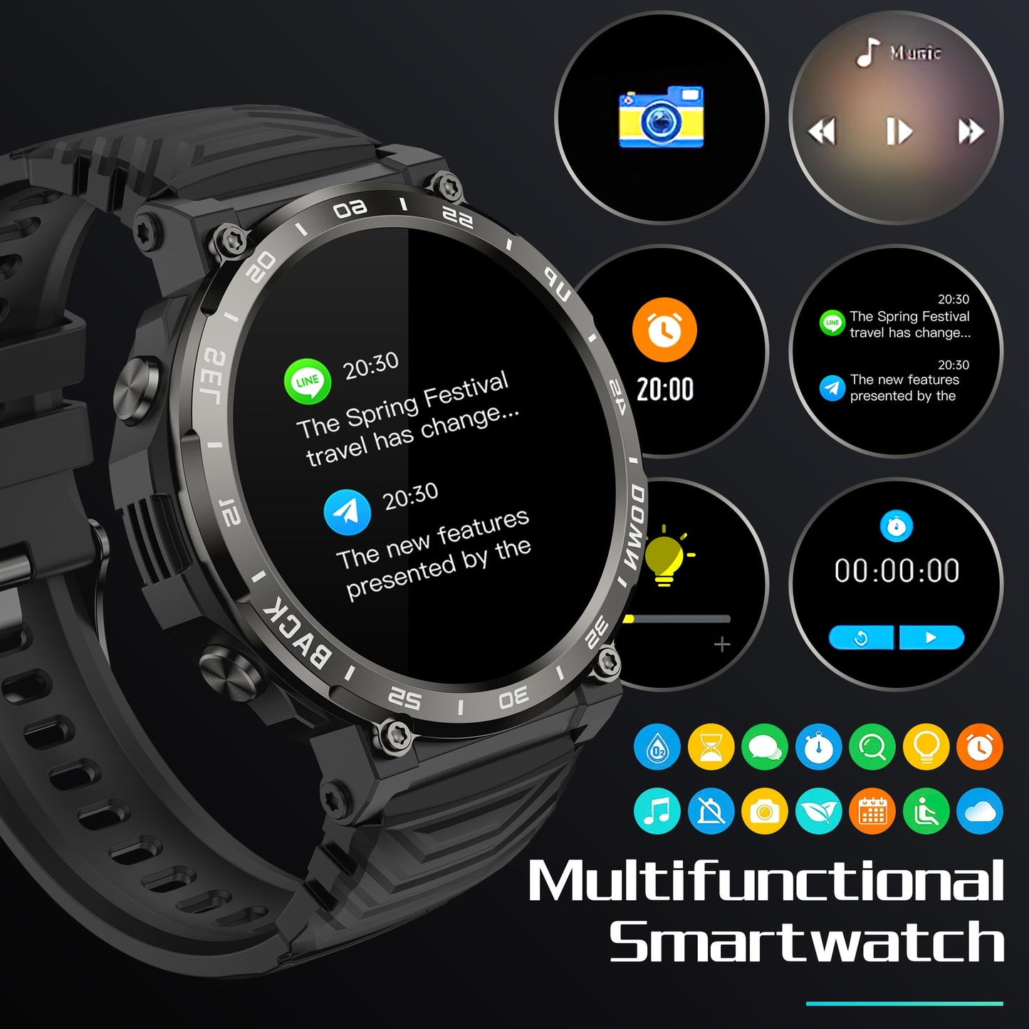 IDEALROYAL Smartwatch Uomo Donna con chiamate Bluetooth, 1,52" Smartwatch da uomo con ossimetro, cardiofrequenzimetro, monitoraggio del sonno, impermeabile IP68, 110+ modalità sportive per