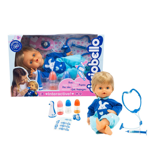 Cicciobello Bua, Bambola Interattiva con Accessori, Giochi Bambini 2 anni, Cicciobello con Accessori per la Cura Come Termometro e Stetoscopio, Usa il Ciuccio per Farlo Smettere di Piangere!