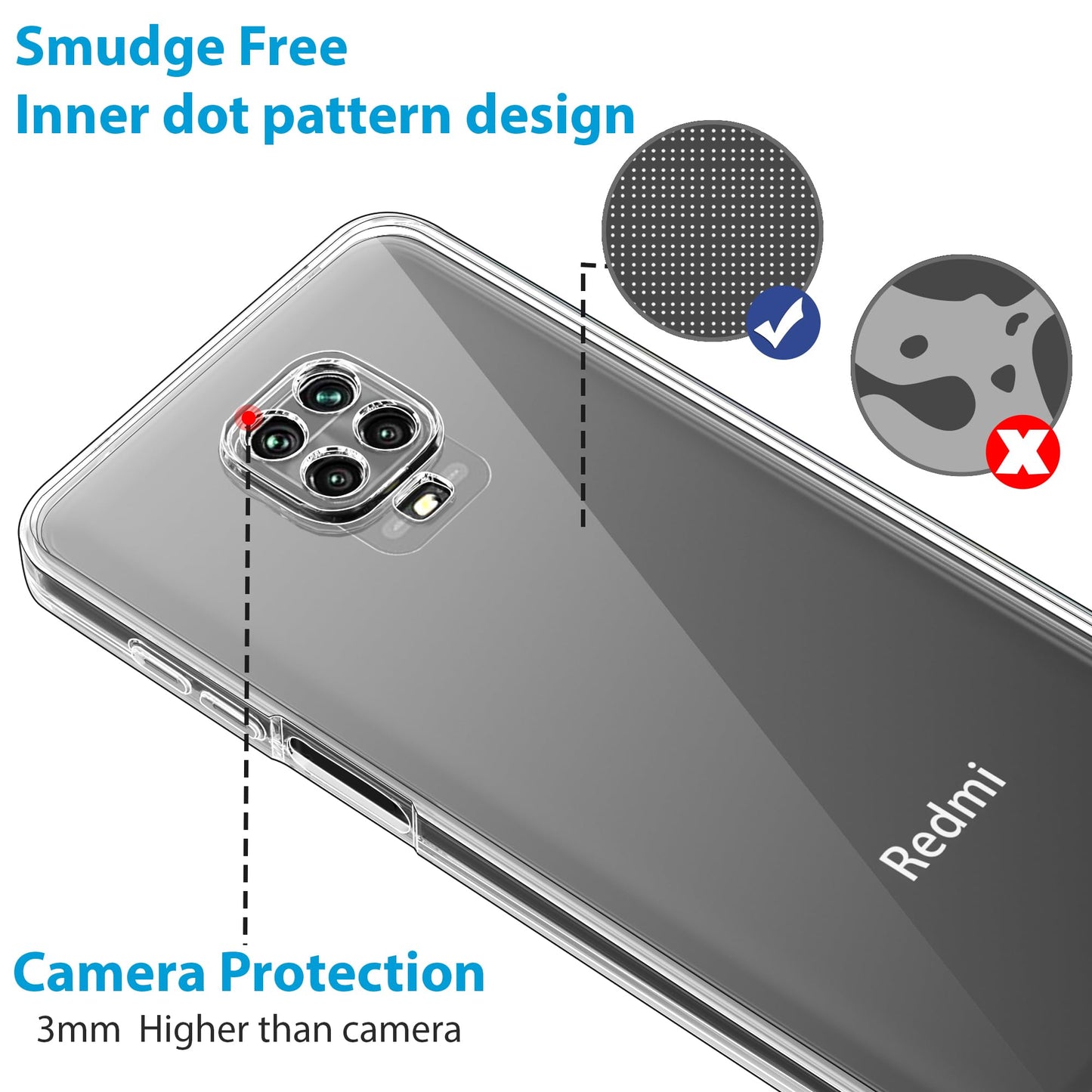 Didisky Custodia Cover per Xiaomi Redmi Note 9S, Note 9 Pro, Note 9 Pro Max+ 3 Pezzi Pellicola Protettiva in Vetro Temperato, Resistente ai GraffiSilicone AntiurtoTrasparente TPU Protezione Cover