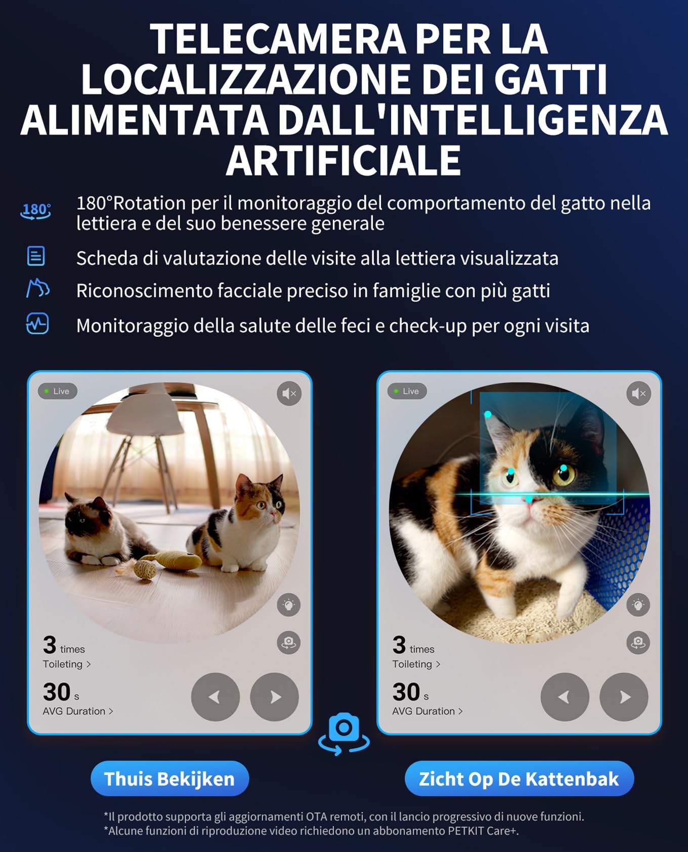 PETKIT Purobot Ultra Lettiera Gatto Autopulente, Lettiera Automatica per Gatti con Telecamera AI, 360° Tracciamento Comportamentale, Visione Notturna, Sacchetti Senza Contatto per Più Gatti