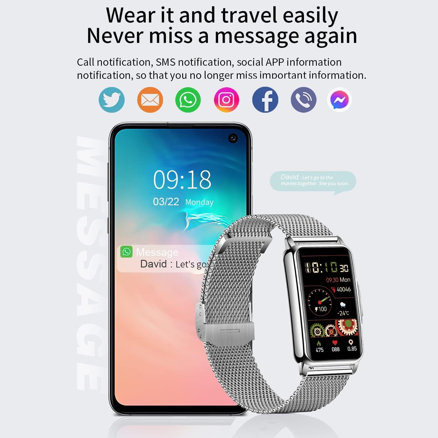 Smartwatch Donna 1,47 Pollici Orologio da Polso con IP68 Impermeabile Fitness Tracker Orologio Sportivo con Due Settimane Standby SpO2 124 Modalità di Allenamento Misurazione Della Frequenza Cardiaca