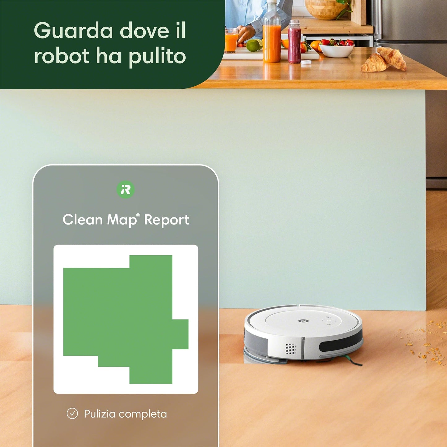 iRobot Roomba Combo Essential, Robot Aspirapolvere Lavapavimenti, Potente Aspirazione e Pulizia, Sistema di Pulizia a 4 fasi, Tre Livelli di Aspirazione, Controllabile Tramite App, Bianco