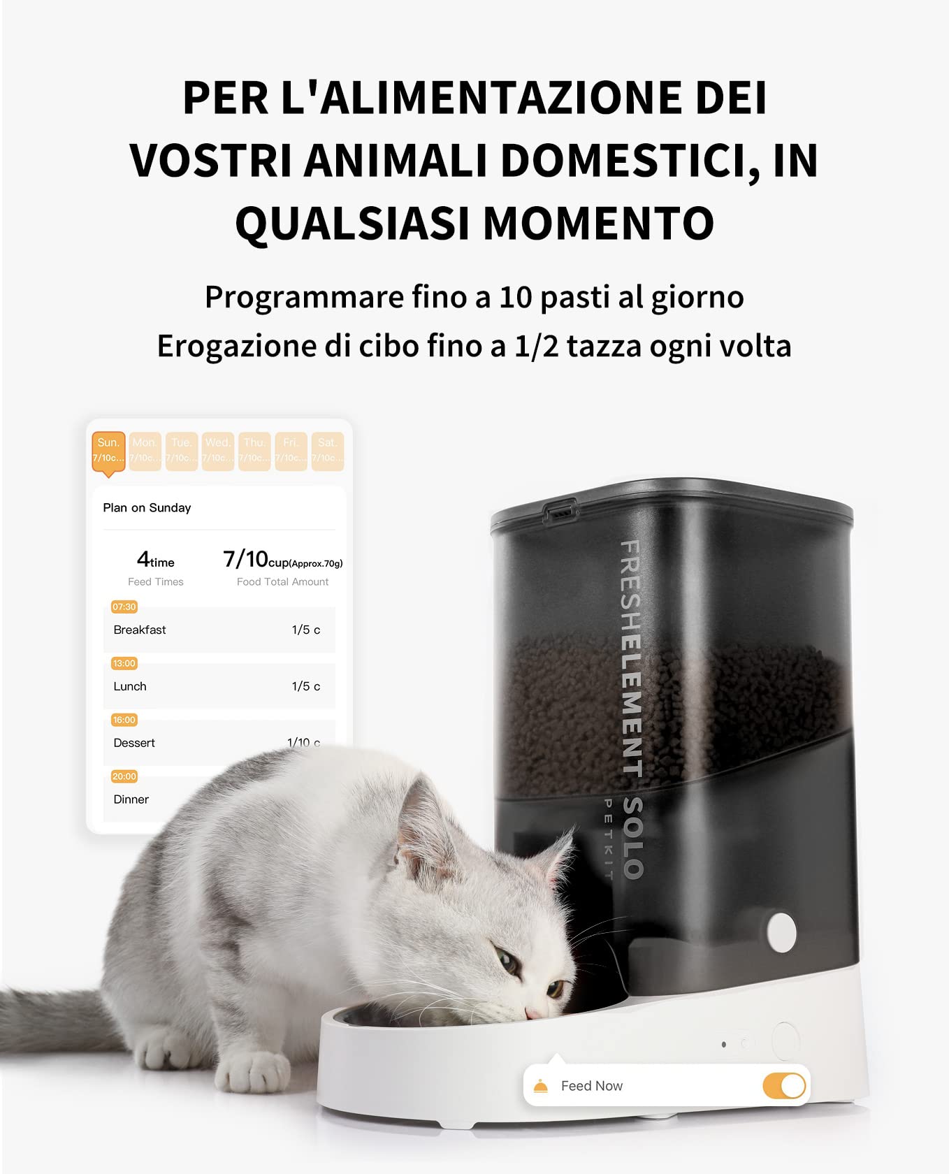 PETKIT Distributore Automatico Cibo Gatti, 3L Distributore Automatico Cibo Cani,2.4G WiFi,1-10 Pasti,1-15 Giorni,Ciotola in Acciaio Inox 304,Tecnologia Fresh Lock