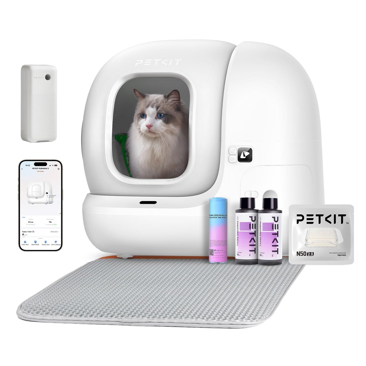 PETKIT Pura Max 2 Lettiera Gatto Autopulente, Lettiera Automatica per Gatti,XSecure,Antiodore,Capacità Massima 76L,Controllo APP per Più Gatti