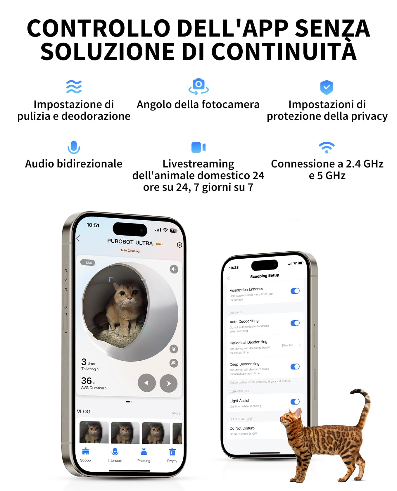 PETKIT Purobot Ultra Lettiera Gatto Autopulente, Lettiera Automatica per Gatti con Telecamera AI, 360° Tracciamento Comportamentale, Visione Notturna, Sacchetti Senza Contatto per Più Gatti