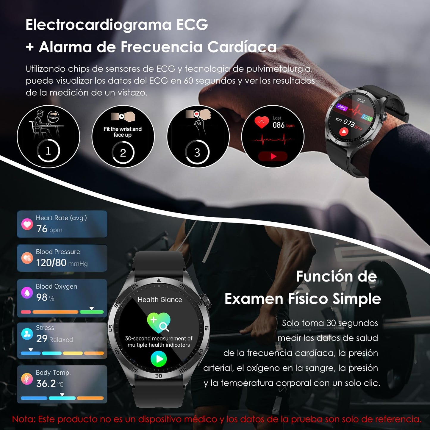 Orologio Smartwatch Uomo Donna 𝐆li𝐜𝐞𝐦𝐢𝐚 ECG+HRV/acido urico/BMI,1.43"AMOLED con funzione telefono,pulsante SOS/pressione sanguigna/affaticamento/rilevamento delle emozioni/sonno per Android iOS