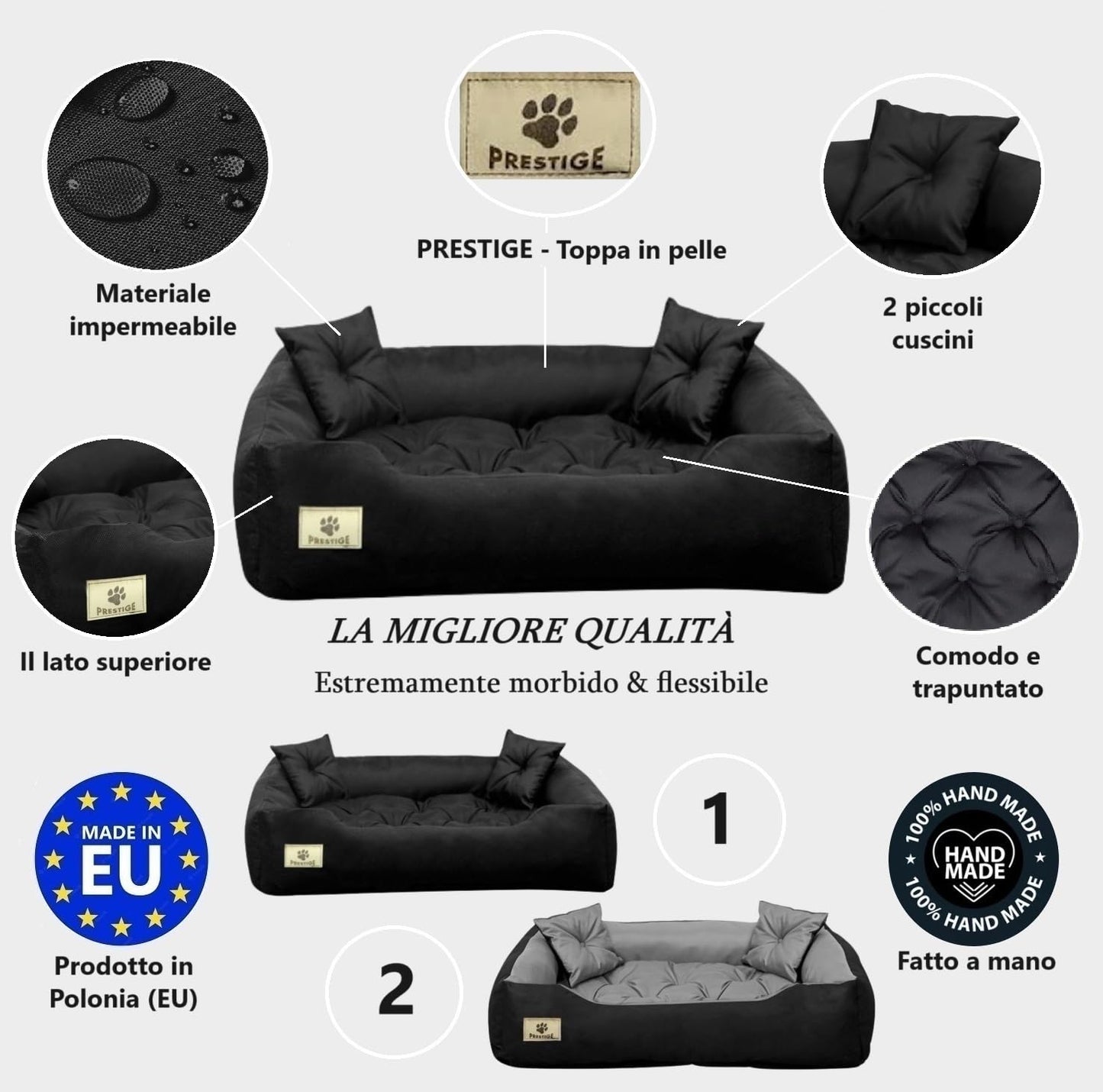 KING DOG Letto per Cani Molto Grande Taglia 3XL 145x115 cm | Cuscino per Cani Impermeabile | Divano per Cani Adatto al Lavaggio | Cuccia Cane Interno | Brandina per Cani Nero