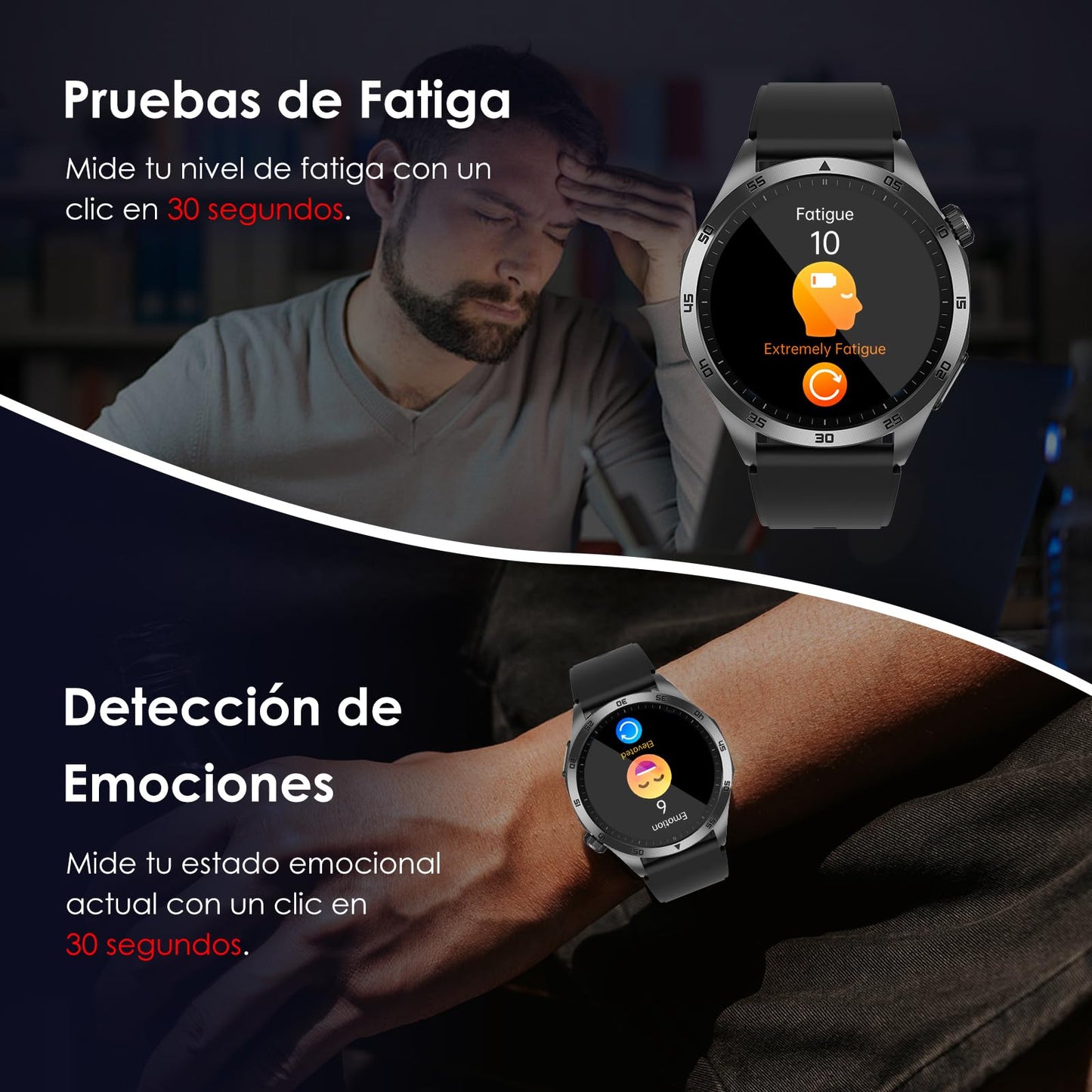 Orologio Smartwatch Uomo Donna 𝐆li𝐜𝐞𝐦𝐢𝐚 ECG+HRV/acido urico/BMI,1.43"AMOLED con funzione telefono,pulsante SOS/pressione sanguigna/affaticamento/rilevamento delle emozioni/sonno per Android iOS