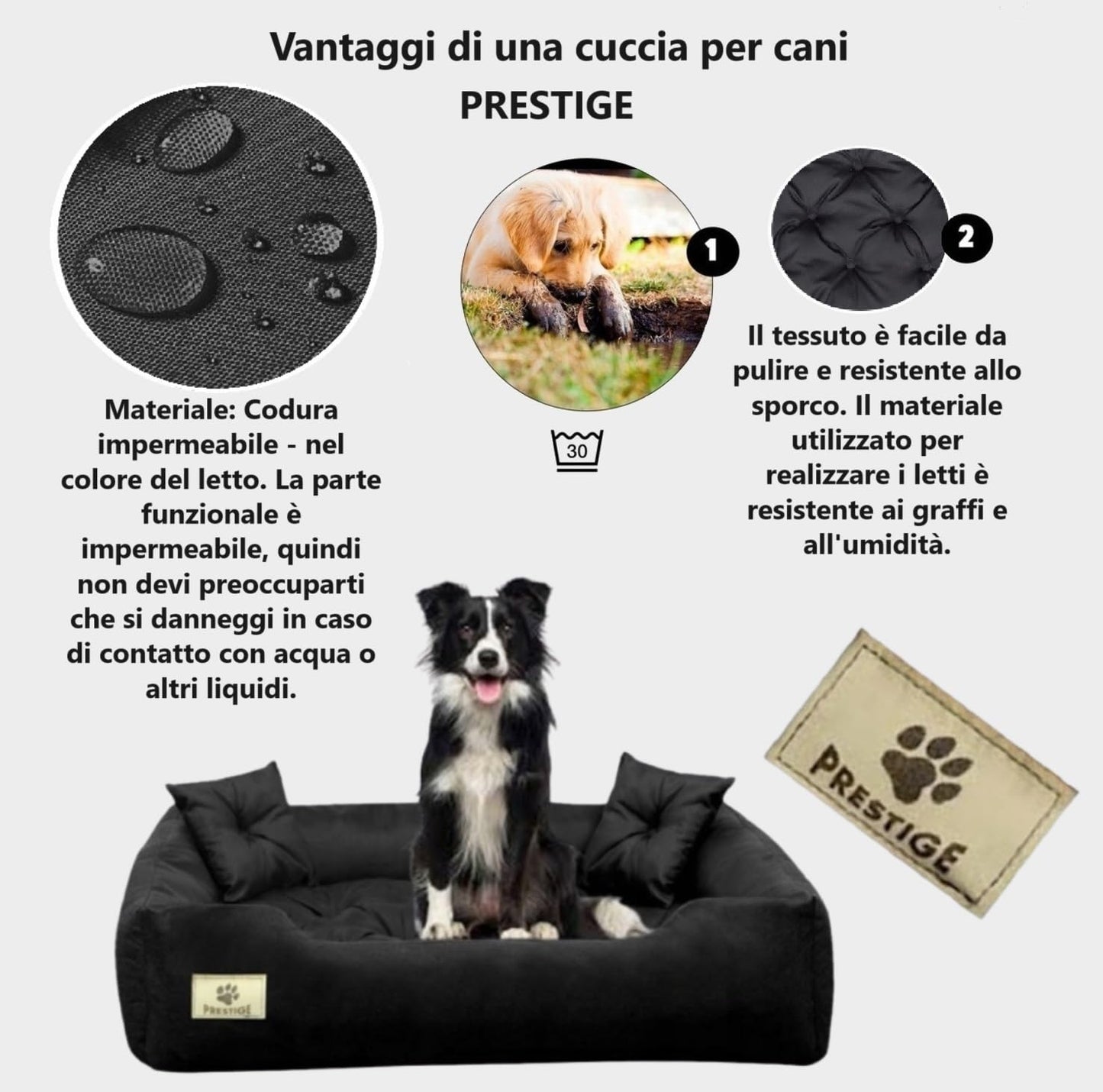 KING DOG Letto per Cani Molto Grande Taglia 3XL 145x115 cm | Cuscino per Cani Impermeabile | Divano per Cani Adatto al Lavaggio | Cuccia Cane Interno | Brandina per Cani Nero