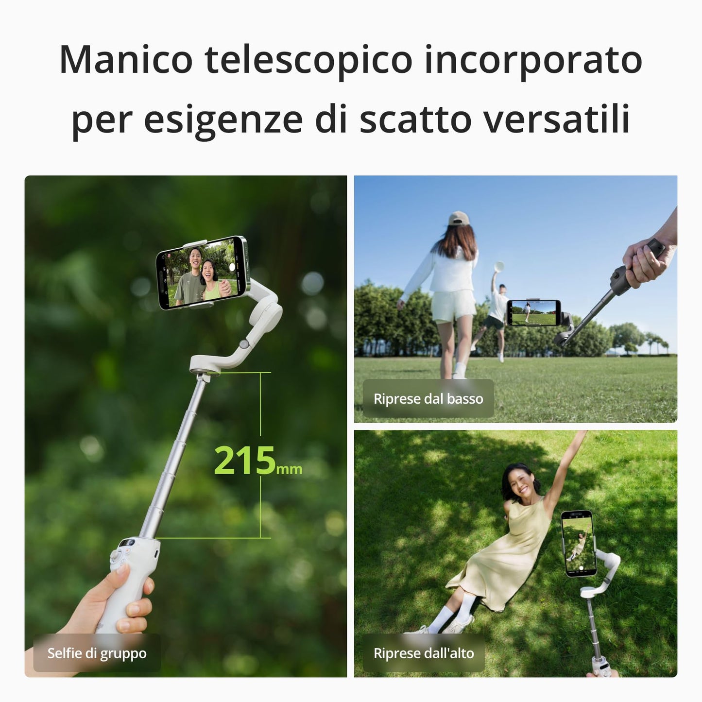 DJI Osmo Mobile 6, stabilizzatore per smartphone a 3 assi, manico telescopico integrato, tracciamento degli oggetti, portatile e pieghevole, stabilizzatore per vlog, YouTube TikTok, grigio ardesia