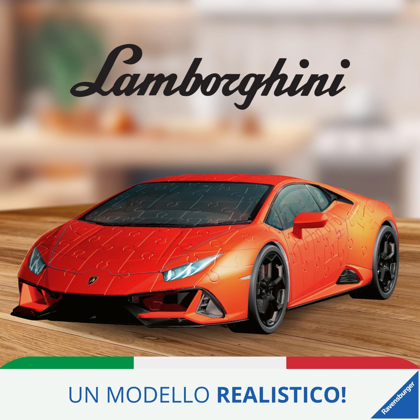 Ravensburger - Puzzle 3D, Lamborghini Huracán Evo Arancione, per Adulti e Bambini 8+ Anni, Idea Regalo, Modellismo Auto, Regali Natale, 156 Pezzi, 32 accessori