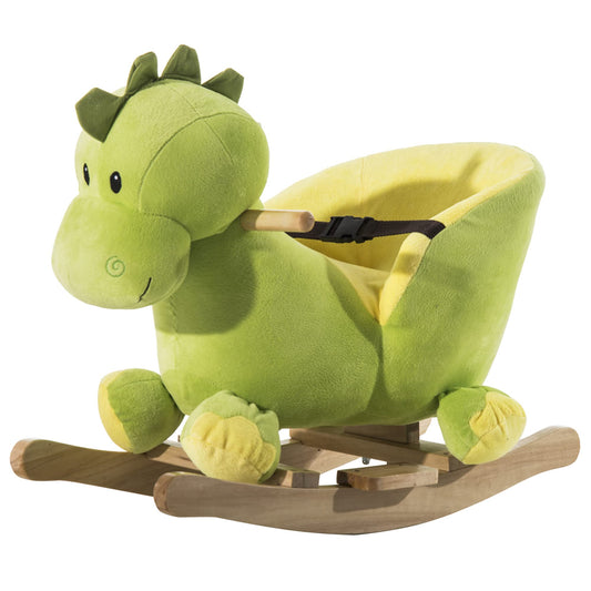 HOMCOM Cavallo a Dondolo in Legno Dinosauro per i Bambini 60x33x45cm