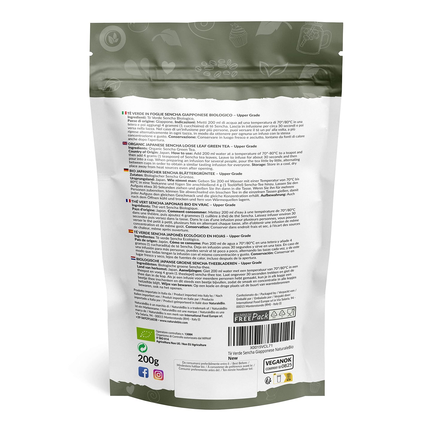 Tè verde Sencha Giapponese Biologico - Upper Grade - da 200g. Bio, Naturale e Puro, Thè verde in foglie di primo raccolto coltivato in Giappone. NaturaleBio