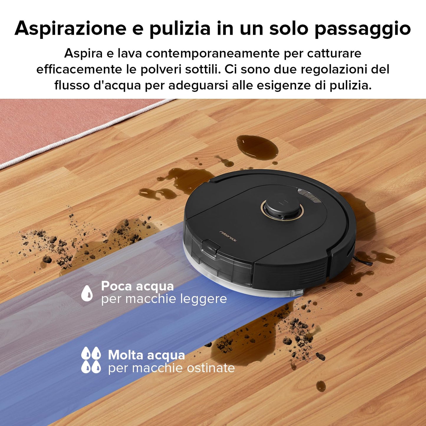 roborock Q5 Pro Robot Aspirapolvere Spazzola DuoRoller, 5500Pa, 770ml Cestino della Polvere, 180ml Serbatoio, Autonomia 240min, Aspirapolvere Lavapavimenti Navigazione LiDAR PreciSense, Alexa/APP