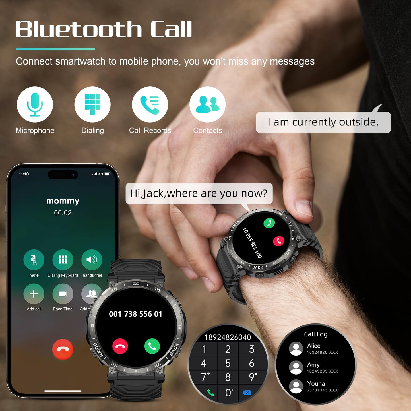 IDEALROYAL Smartwatch Uomo Donna con chiamate Bluetooth, 1,52" Smartwatch da uomo con ossimetro, cardiofrequenzimetro, monitoraggio del sonno, impermeabile IP68, 110+ modalità sportive per