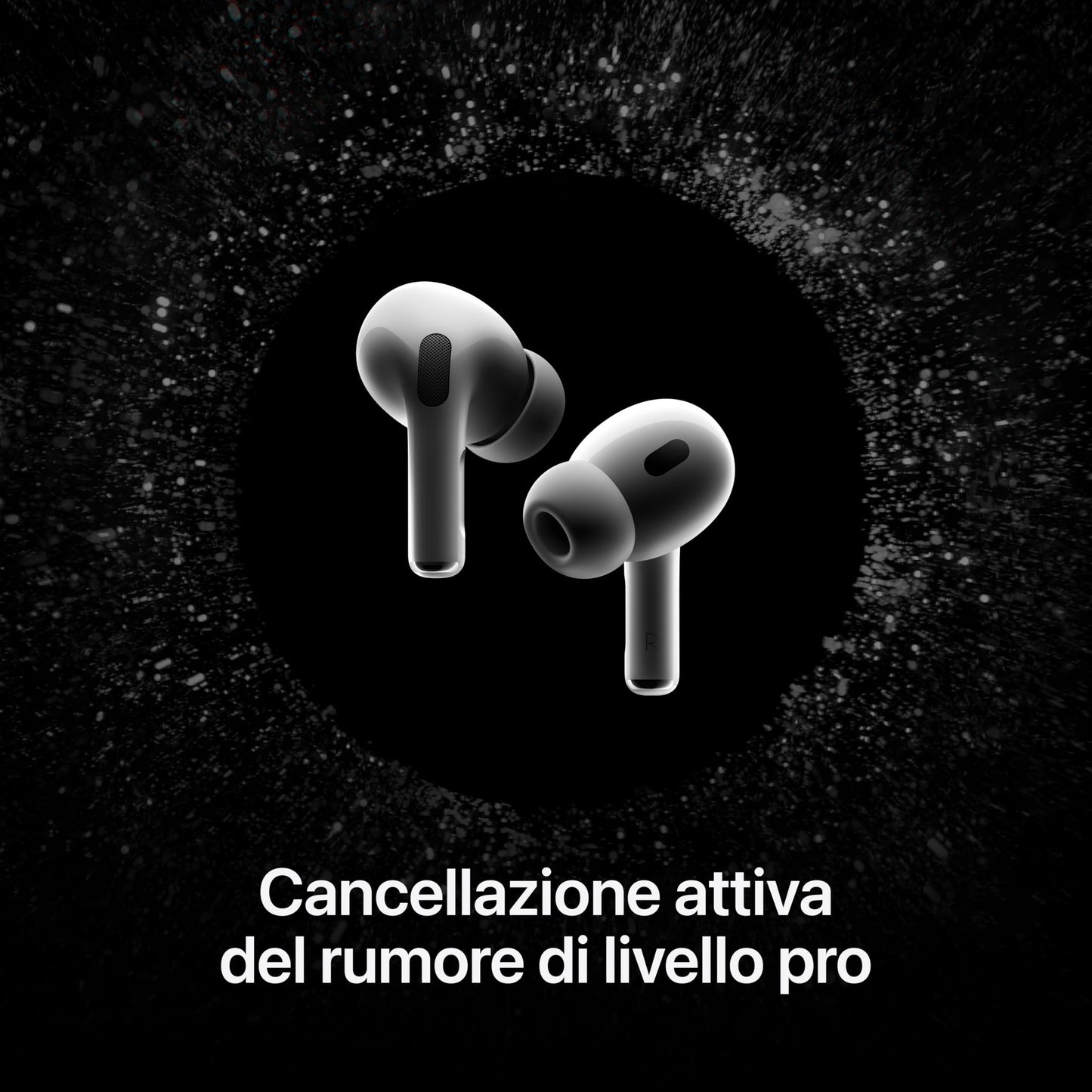 Apple AirPods Pro 2 Auricolari wireless, Auricolari Bluetooth, Cancellazione attiva del rumore, Funzione Apparecchio acustico, Trasparenza, Audio spaziale personalizzato, Alta fedeltà, Ricarica USB-C