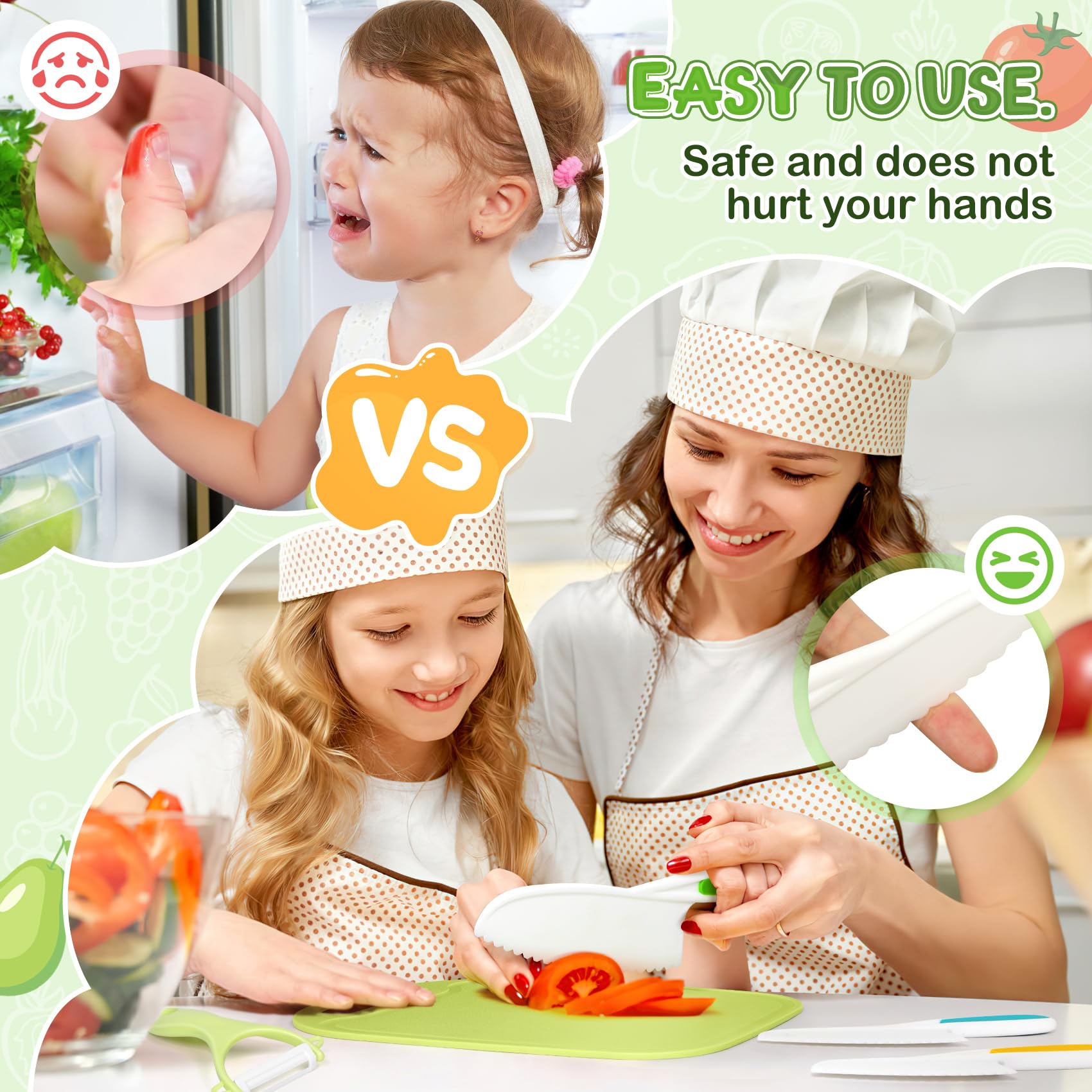 Set Coltelli Per Bambini - 20 Pezzi Sicuri In Legno E Acciaio - Con Tagliere E Accessori - Foto 7