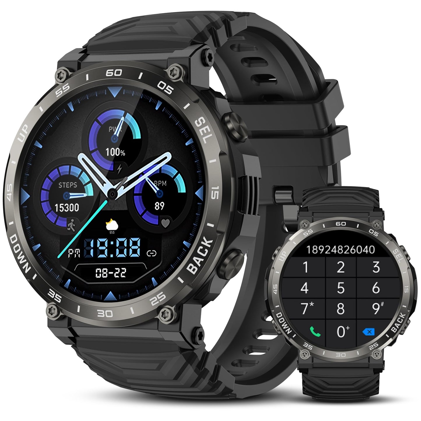 IDEALROYAL Smartwatch Uomo Donna con chiamate Bluetooth, 1,52" Smartwatch da uomo con ossimetro, cardiofrequenzimetro, monitoraggio del sonno, impermeabile IP68, 110+ modalità sportive per