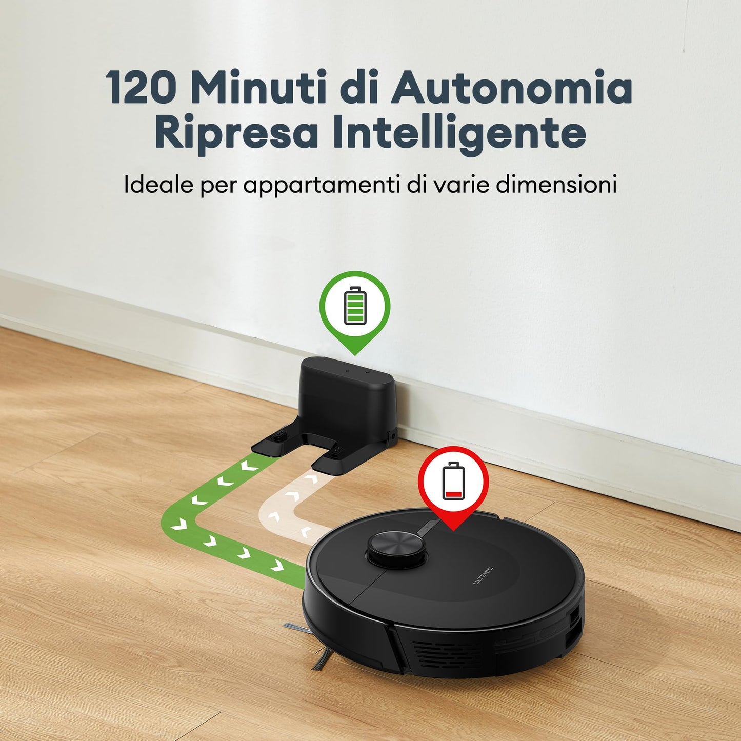 Ultenic D10 Robot Aspirapolvere Lavapavimenti con Mappatura LiDAR, 5000Pa, 120Min, Matrix Clean, Controllo APP/Alexa/Siri/IFTTT - Ottimo per Peli di Animali