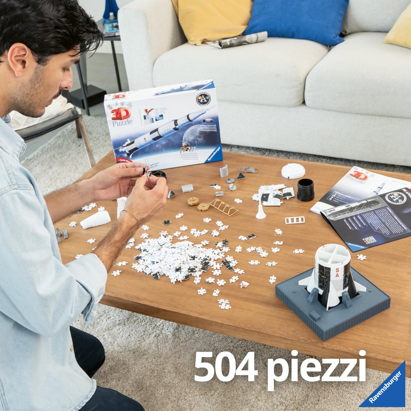 Ravensburger - Puzzle 3D, Apollo Saturn V Rocket, Razzo Spaziale, per Adulti e Bambini 8+ Anni, Idea Regalo, 440 Pezzi