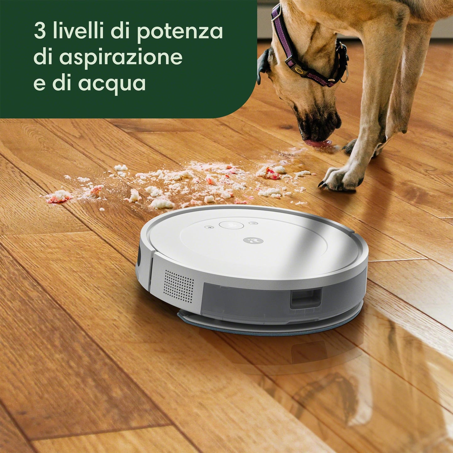 iRobot Roomba Combo Essential, Robot Aspirapolvere Lavapavimenti, Potente Aspirazione e Pulizia, Sistema di Pulizia a 4 fasi, Tre Livelli di Aspirazione, Controllabile Tramite App, Bianco