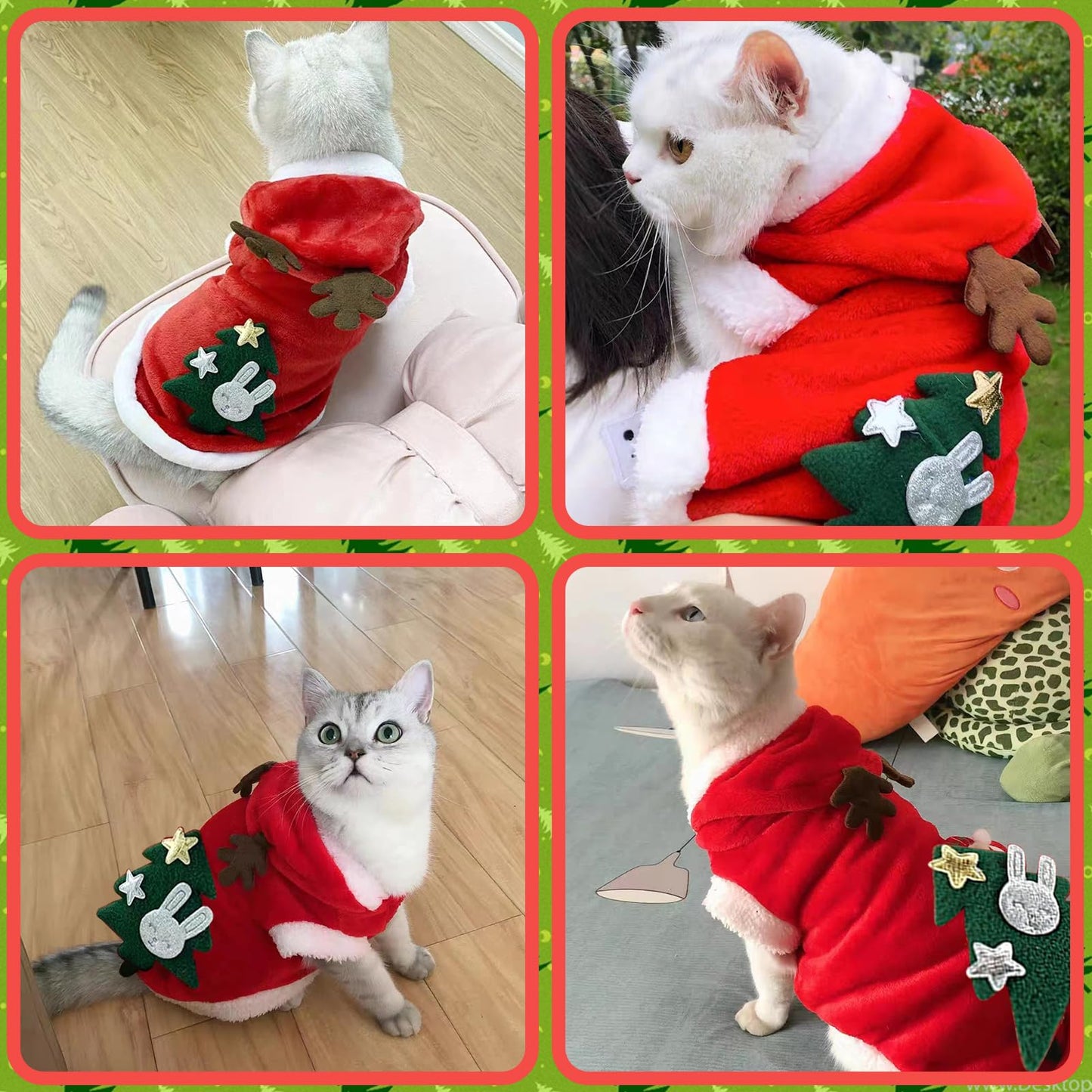 Natale Animale Domestico Costume, Vestiti Natale Gatto Cane, Inverno Cappotto Felpe con Cappuccio per Cani Piccolo e Medio e Gatti, per feste natalizie per animali domestici decorare (S)