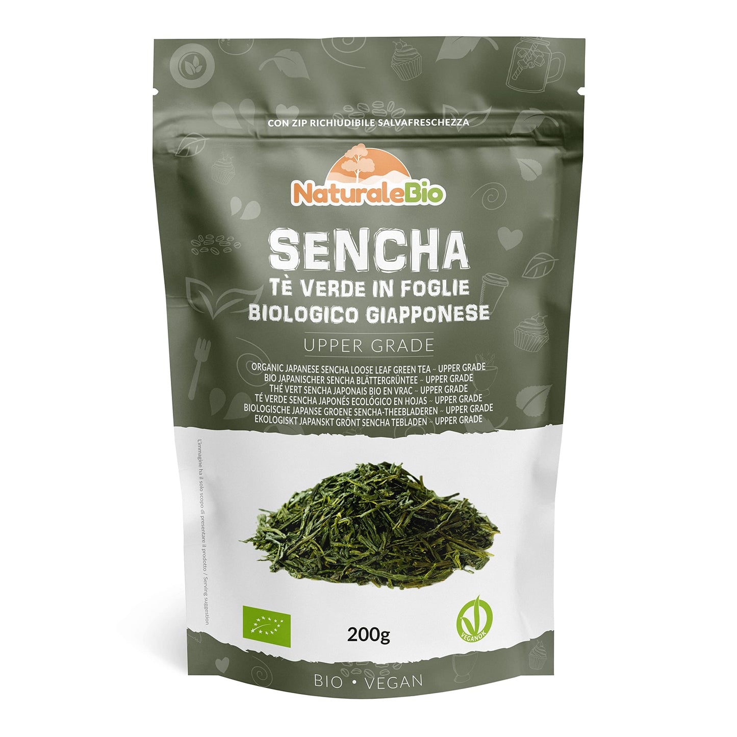 Tè verde Sencha Giapponese Biologico - Upper Grade - da 200g. Bio, Naturale e Puro, Thè verde in foglie di primo raccolto coltivato in Giappone. NaturaleBio