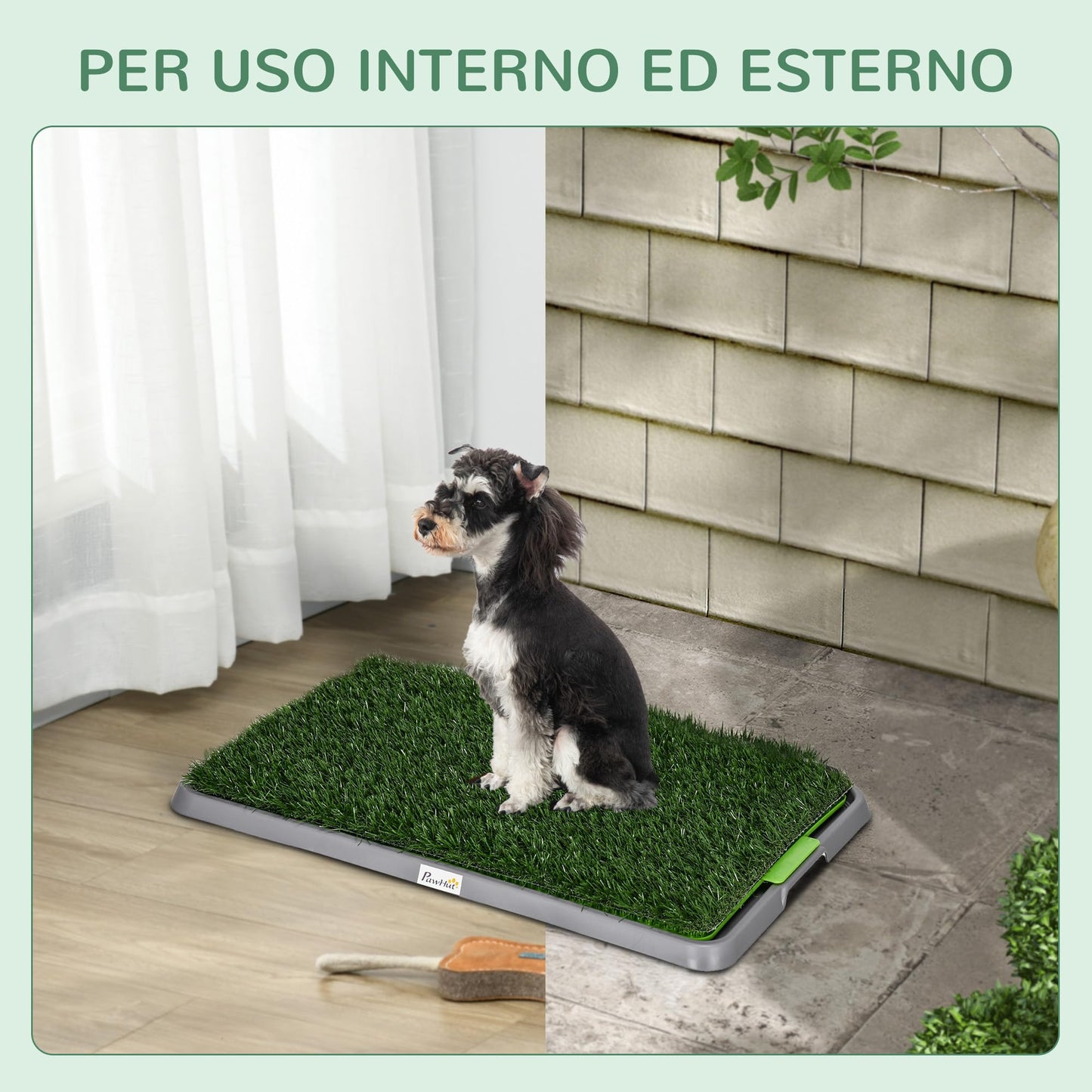 PawHut Toilette per Cani con Prato Sintetico e Erba di Ricambio, Lettiera per Cani e Cuccioli con Vassoio Inferiore per Interno ed Esterno, 67x41cm