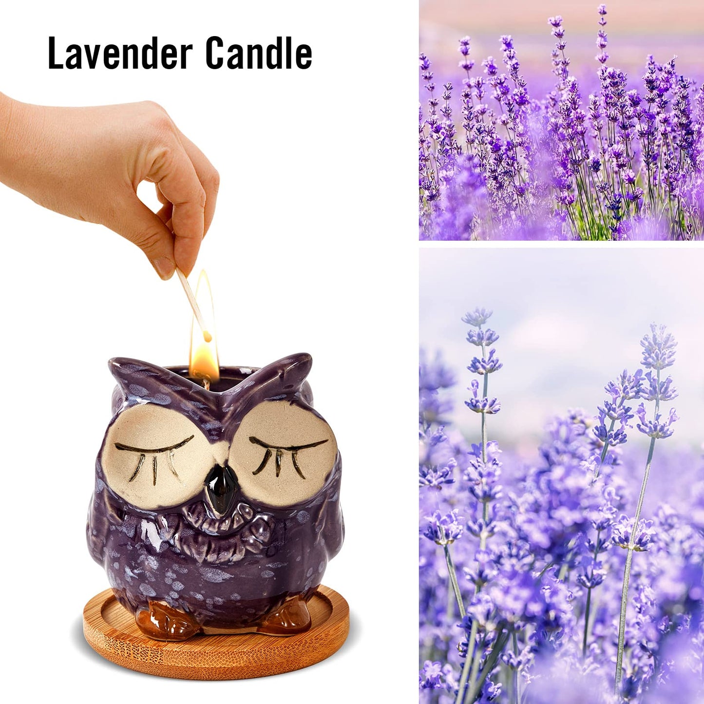 Kinforse set di Candele profumate alla lavanda gufo, regali di compleanno per donne, migliore amica