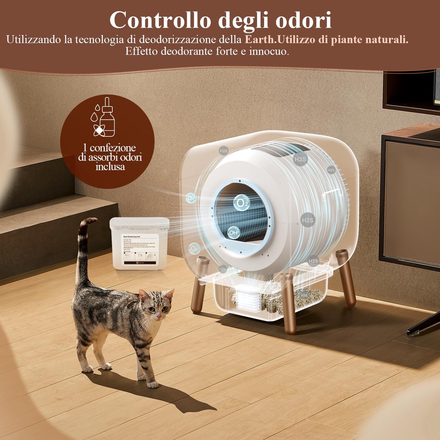 PAWBBY P1 Ultra Lettiera Gatto Autopulente, , Certificato TUV, Design Anti-Pizzicamento/Deodorante per Piante, Controllo Intelligente delle App, Extra Large per Più Gatti