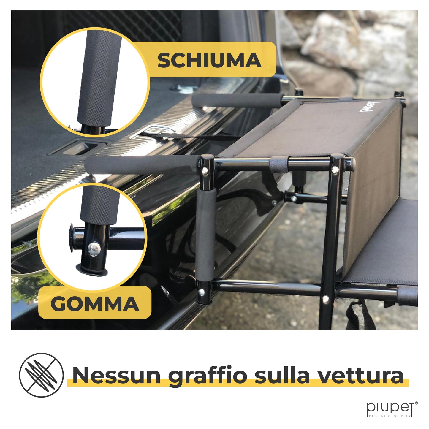 PiuPet® Rampa per Cani I Fino a 80 kg I Utilizzabile per Tutti i Veicoli I Grandi e Piccoli Cani I Scaletta per Cani Pieghevole I Scaletta Cani | Rampe per Auto | Gradini per Cani | Rampe di Carico