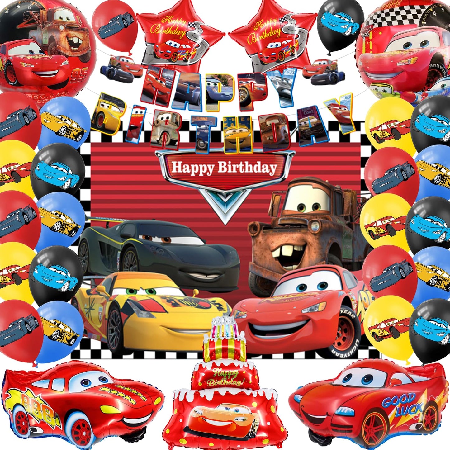 SWOKKTS Palloncini Cars Compleanno, Addobbi Compleanno Bambini Auto, Kit Macchina Cars Compleanno Bambini decorazione, Cartoon Decorazioni Compleanno Cars (Palloncini Compleanno)