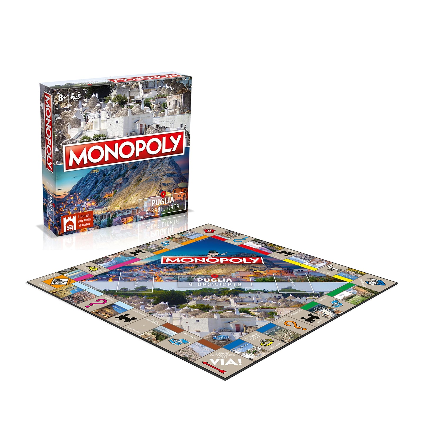 Winning Moves Monopoly Puglia & Basilicata - giochi da tavolo, giochi da tavolo adulti, giochi da tavolo bambini, giochi da tavolo per 2, da 2 a 6 persone, età 8+