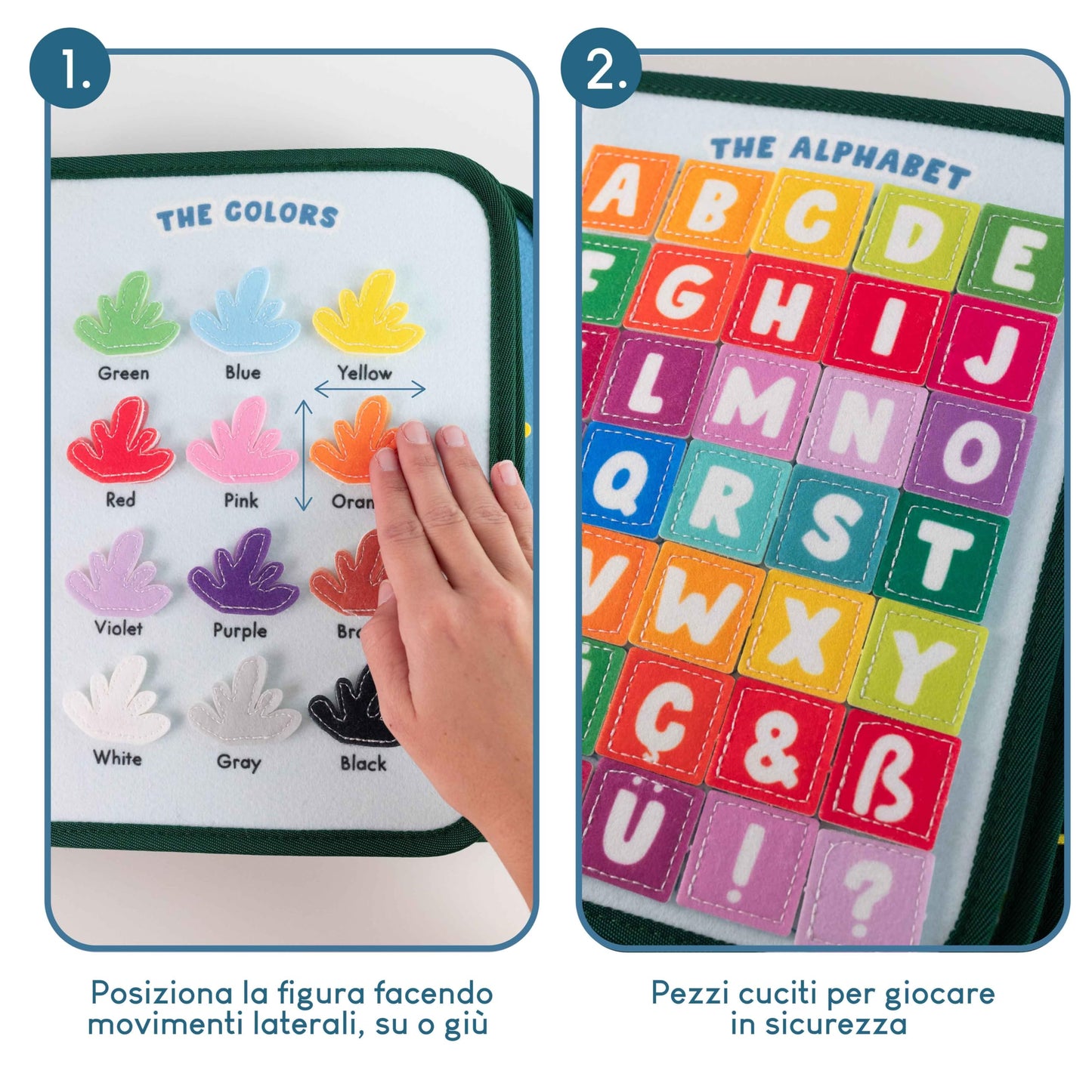 BONNYCO Montessori Busy Board di Feltro Giochi Montessori Didattici, Pannello Sensoriale Bambini Montessori Board Valigetta Montessori | Giochi Bambini Bimba Bimbo Regalo Bambino Compleanno Natale