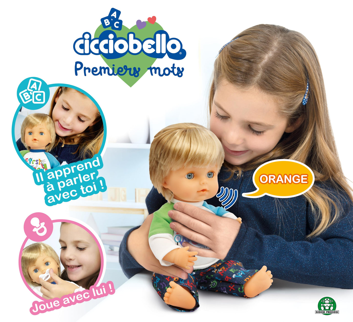 Cicciobello First Words: Bambola Interattiva 30 Cm, Ripete Le Parole Del Bambino In 5 Modi, Con Ciuccio E Libro Illustrato, Per Bambini A Partire Dai 2 Anni