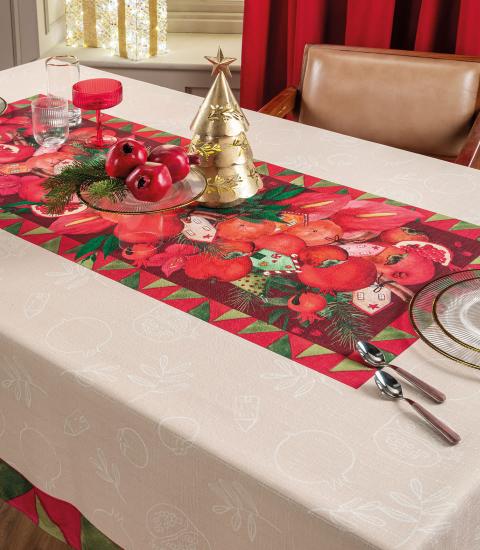 Tovaglia Melograni  Mongolfiere Antimacchia da 4 a 12 posti L'Oca Nera