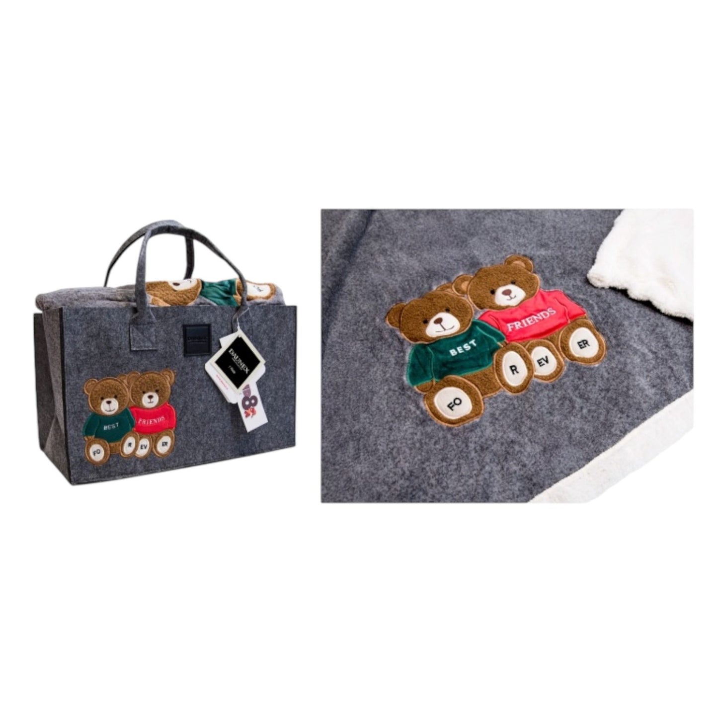 Plaid Morbidotto in Pile con Borsa Orsetti Forever 130x160 Daunex