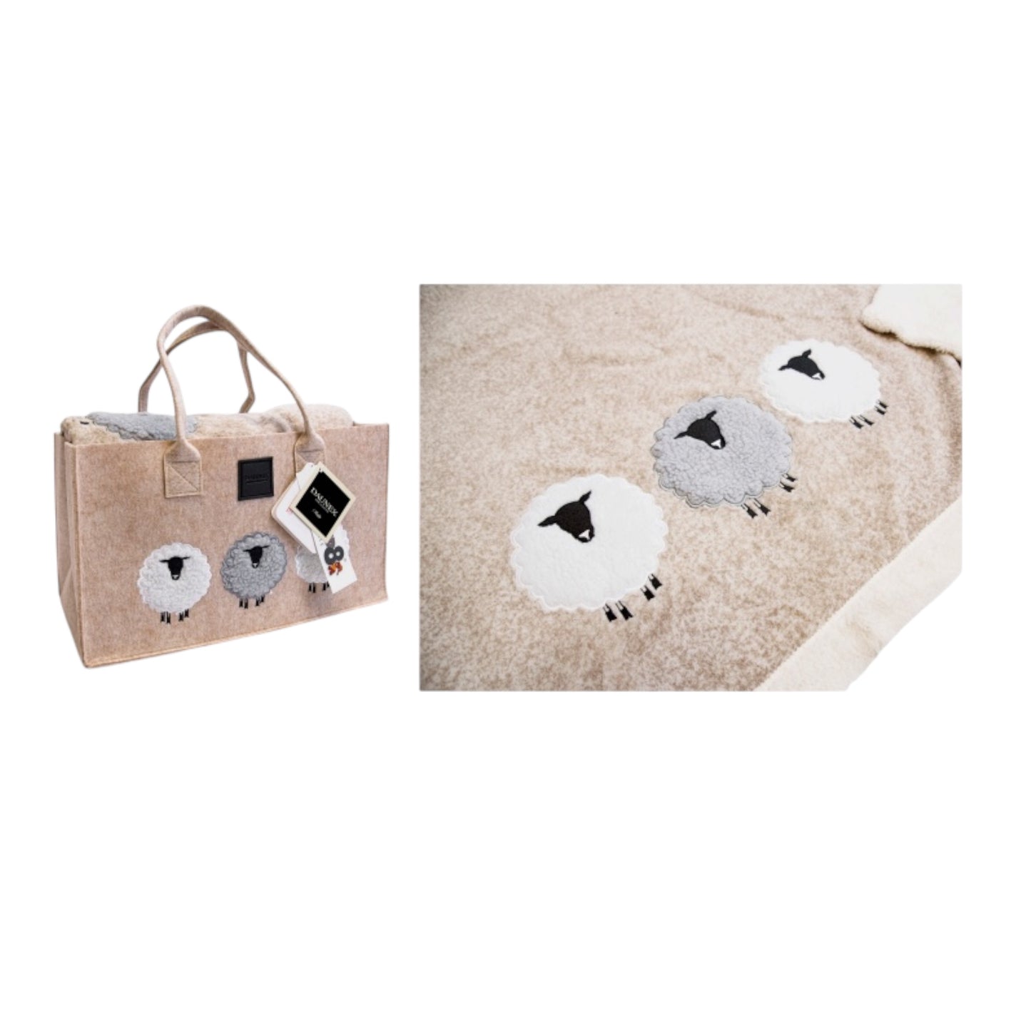Plaid Morbidotto in Pile con Borsa Tre Pecorelle 130x160 Daunex
