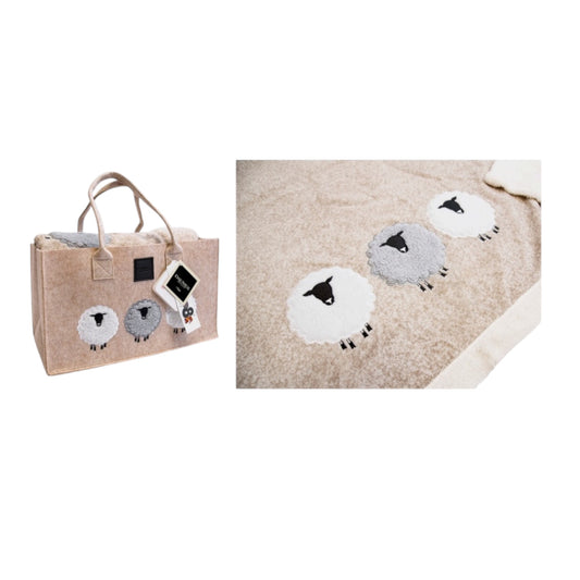Plaid Morbidotto in Pile con Borsa Tre Pecorelle 130x160 Daunex
