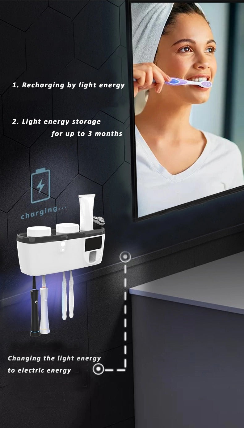 Solar UV rechargeable toothbrush sterilizer