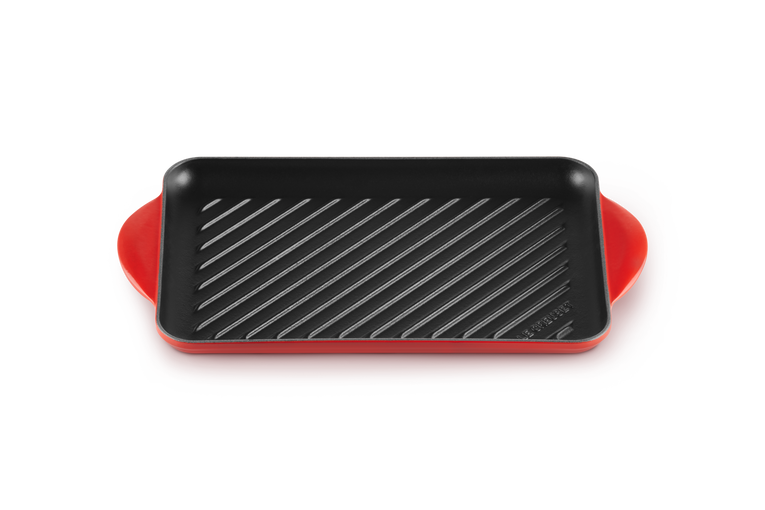 Rectangular grill Tradition in glazed cast iron cherry 32cm