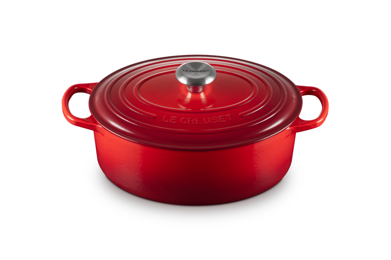 Evolution oval cocotte 29cm in Le Creuset cherry vitrified cast iron