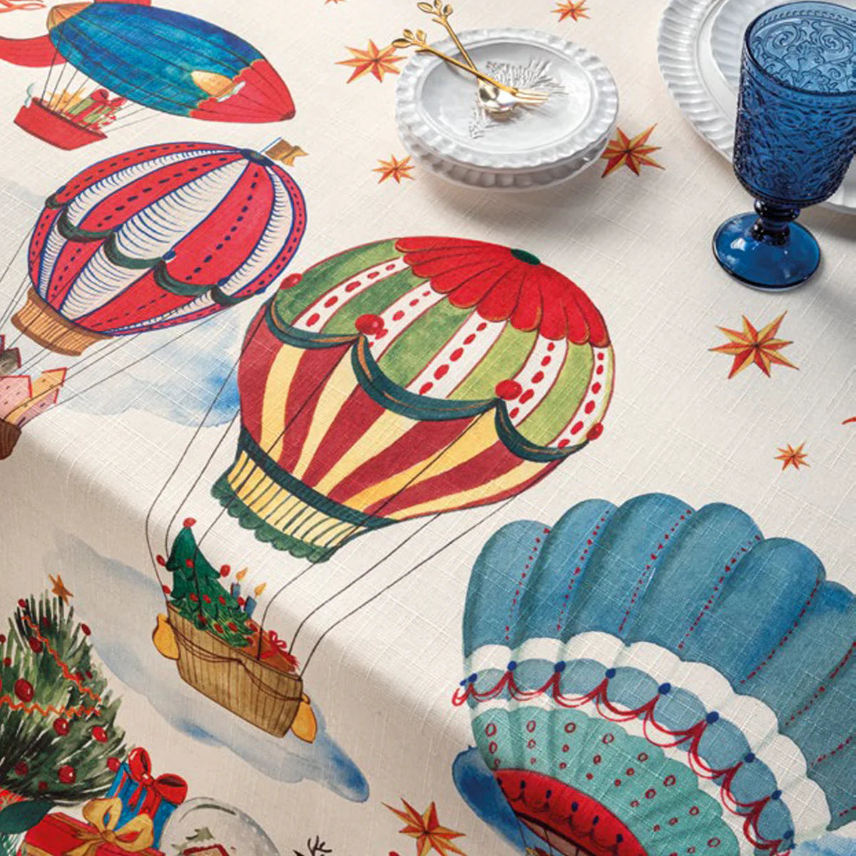 Tovaglia Melograni  Mongolfiere Antimacchia da 4 a 12 posti L'Oca Nera